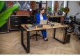 DEERHORN® Kancelářský stůl z dubového dřeva a černého kovu bez zástěny